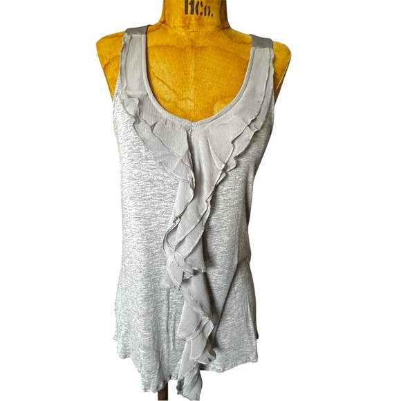 Kenar Silver Ruffle Tank Top EUC M - Picture 2 of 7